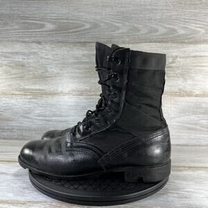Vintage RO-Search Black Leather Combat Military Jungle Boots Size 10 R